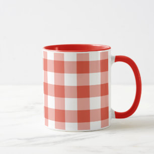 Taza Patrón de Gingham blanco y naranja