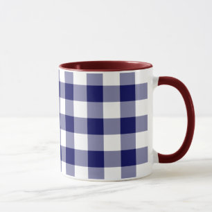 Taza Patrón de Gingham blanco y naval