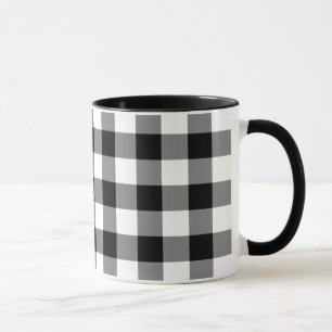 Taza Patrón de Gingham blanco y negro
