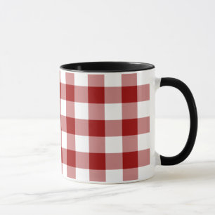 Taza Patrón de Gingham rojo y blanco