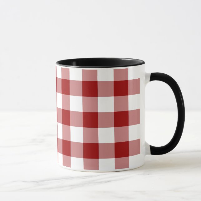 Taza Patrón de Gingham rojo y blanco (Derecha)