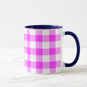 Taza Patrón de Gingham rosa y Blanco