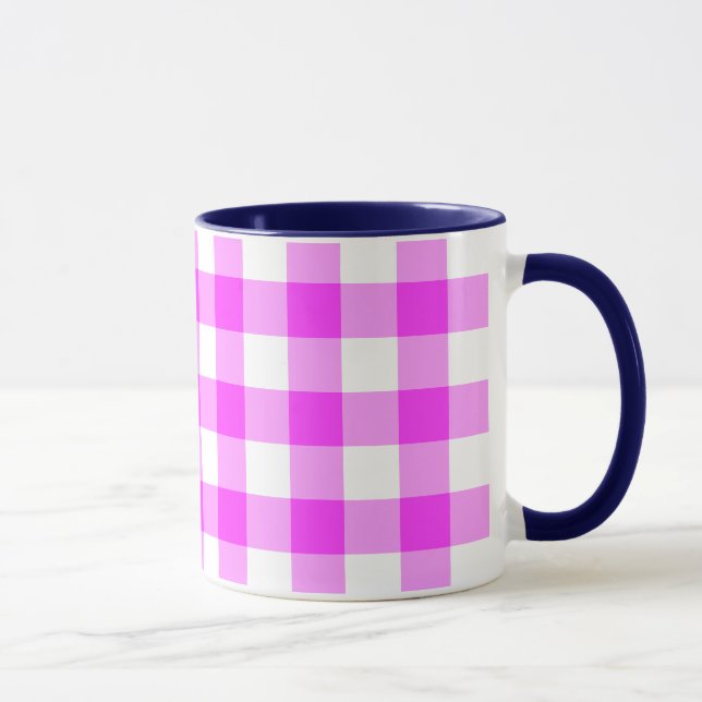 Taza Patrón de Gingham rosa y Blanco (Derecha)