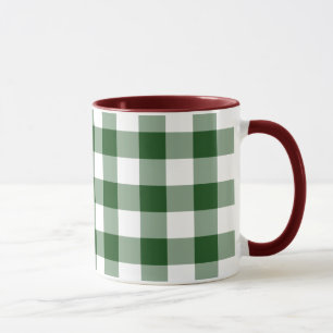 Taza Patrón de Gingham verde y blanco