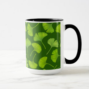 Taza Patrón de Ginkgo en verde oscuro
