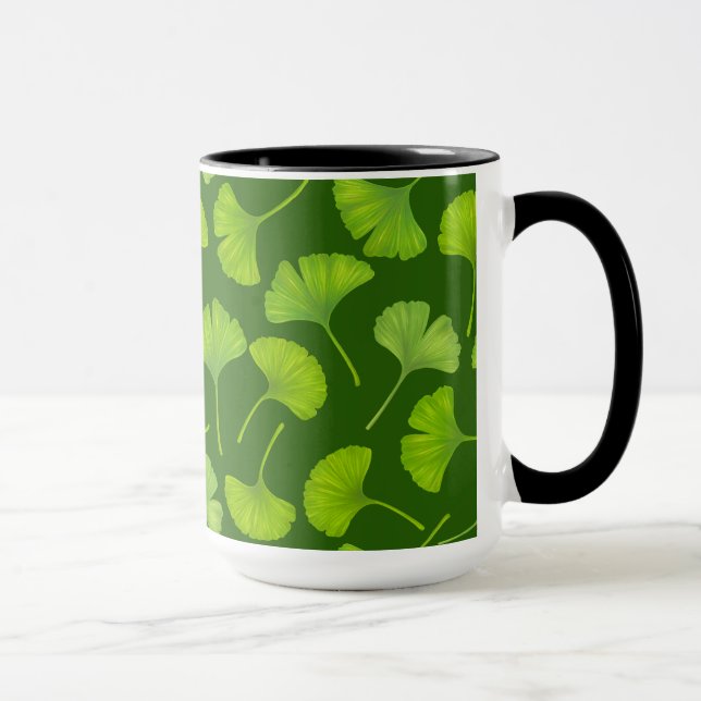 Taza Patrón de Ginkgo en verde oscuro (Derecha)