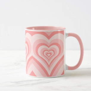 Taza Patrón de gradiente de corazón rosa: amor femenino