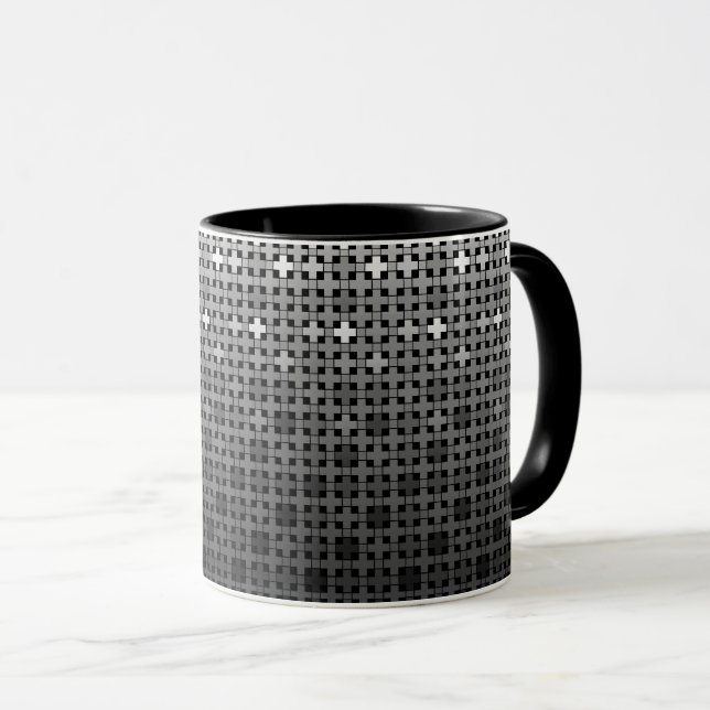 Taza Patrón de gradiente geométrico en blanco y negro (Anverso derecho)