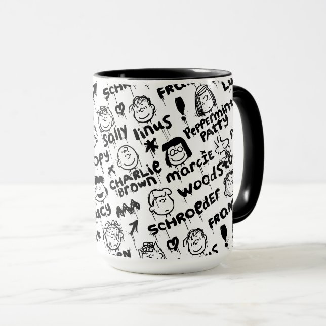 Taza Patrón de graffiti de caracteres de cacahuete (Anverso derecho)