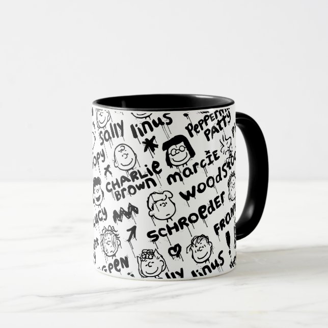 Taza Patrón de graffiti de caracteres de cacahuete (Anverso derecho)