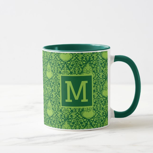 Taza Patrón de Grinch verde ordenado | Añadir su monogr (Derecha)