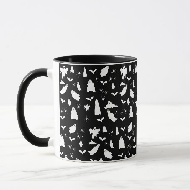 Taza Patrón de Halloween de Fantasma Cuta, Bats & Spide (Izquierda)