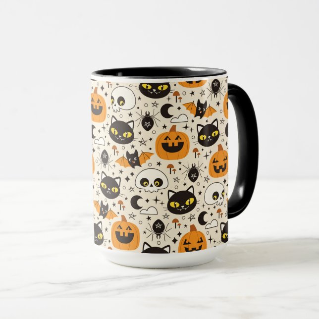 Taza Patrón de Halloween de Retro Cuto (Anverso derecho)