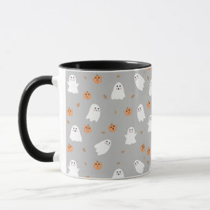 Taza Patrón de Halloween Ghost y Gris de calabaza