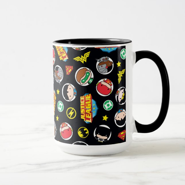Taza Patrón de Héroes y Logos de la Liga de la Justicia (Derecha)