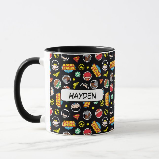 Taza Patrón de Héroes y Logos de la Liga de la Justicia (Izquierda)