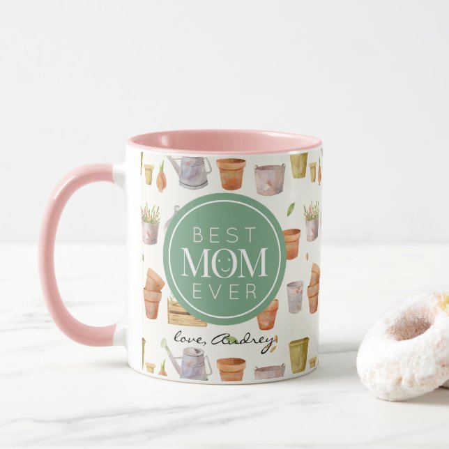 Taza Patrón de herramientas de jardinería de la mejor m (Con donut)