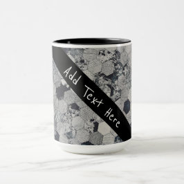 Taza Patrón de hexágono geométrico, blanco y negro