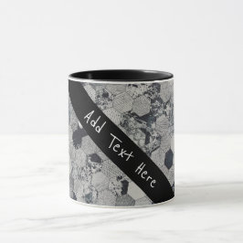 Taza Patrón de hexágono geométrico, blanco y negro