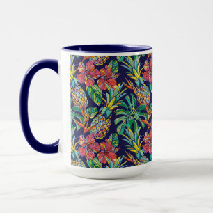 Taza Patrón de hibiscus de piña tropical