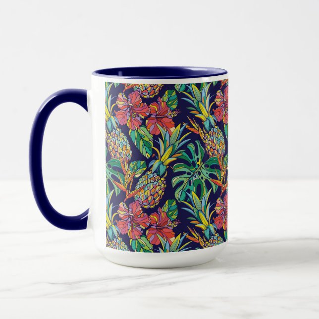 Taza Patrón de hibiscus de piña tropical (Izquierda)