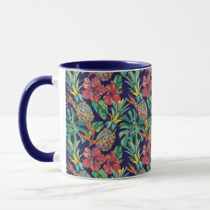 Taza Patrón de hibiscus de piña tropical
