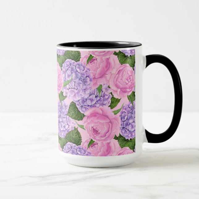 Taza Patrón de hidrangea y peonía (Derecha)
