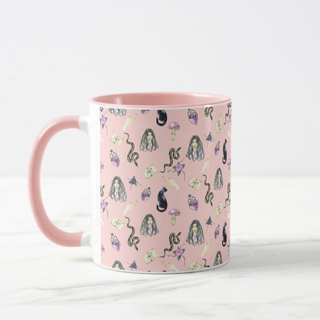 Taza Patrón de historia gótica pastel rosado (Izquierda)