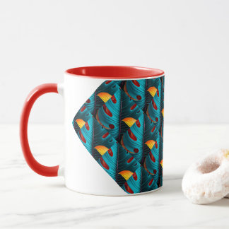 Taza Patrón de hoja de palma verde