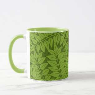Taza Patrón de hoja verde de rama vintage de William Mo