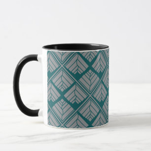 Taza Patrón de hojas cuadradas Verde azulado neutro