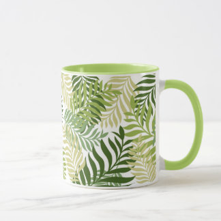 Taza Patrón de hojas de hierro botánico sobre blanco