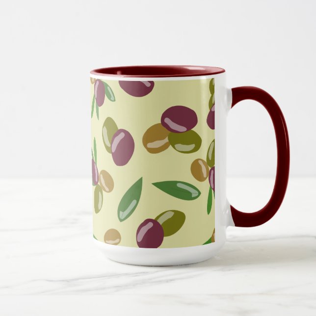 Taza Patrón de hojas de oliva y oliva rusas (Derecha)