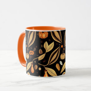 Taza Patrón de hojas de otoño con tema vintage