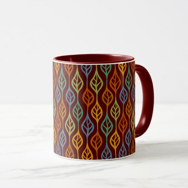 Taza Patrón de hojas de otoño Verde azuladas verdes del (Anverso derecho)