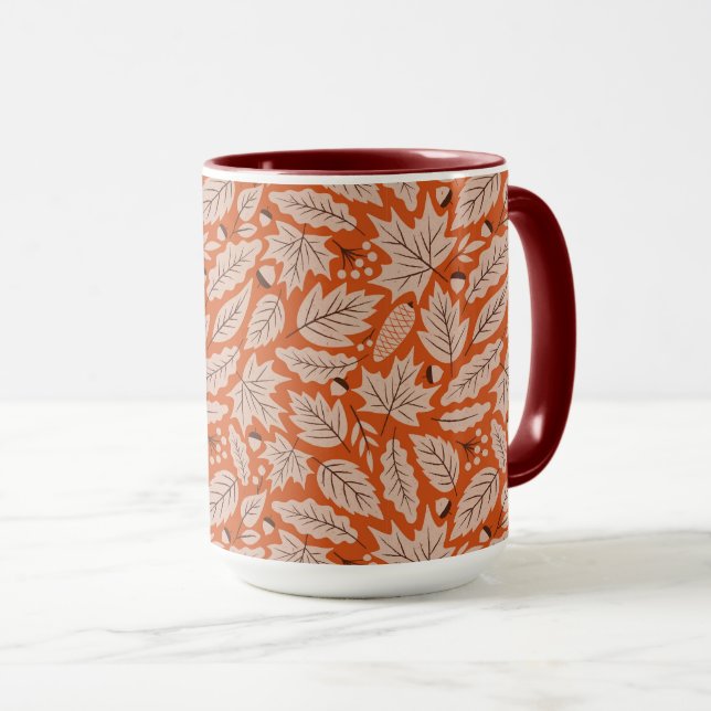 Taza Patrón de hojas de otoño y maíz naranja (Anverso derecho)