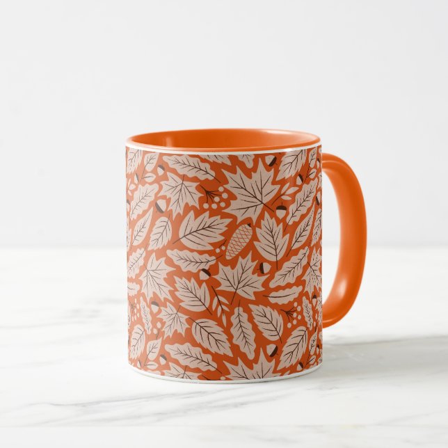 Taza Patrón de hojas de otoño y maíz naranja (Anverso derecho)