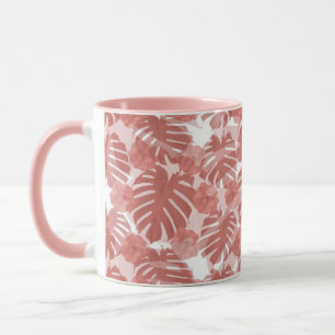Taza Patrón de hojas de palma de coral tropical Monster