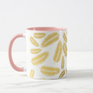 Taza Patrón de hojas de palma de oro falso