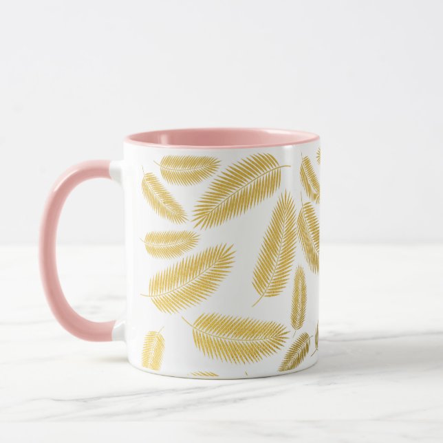 Taza Patrón de hojas de palma de oro falso (Izquierda)