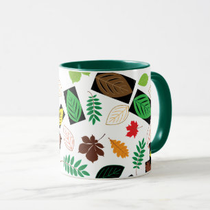 Taza Patrón de hojas otoño verde