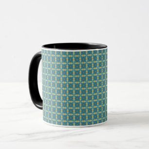 Taza Patrón de hojas simples en azul