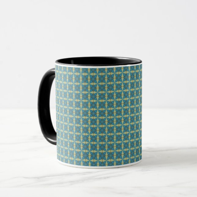 Taza Patrón de hojas simples en azul (Anverso izquierdo)