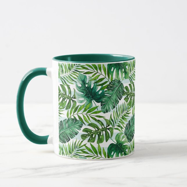 Taza Patrón de hojas tropicales acuáticas modernas