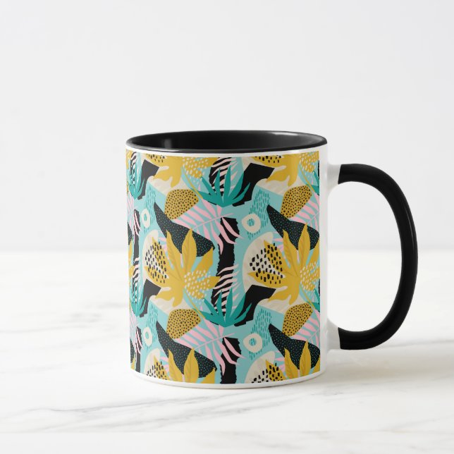 Taza Patrón de hojas tropicales de selva tropical (Derecha)