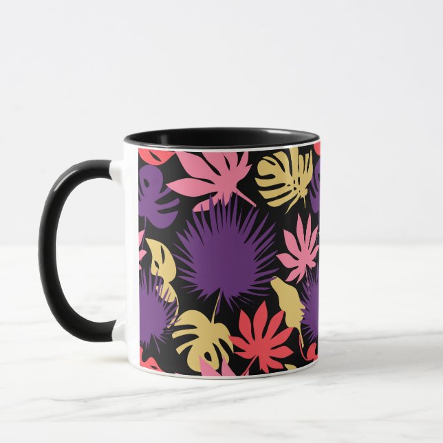 Taza Patrón de hojas tropicales sin costuras (Izquierda)
