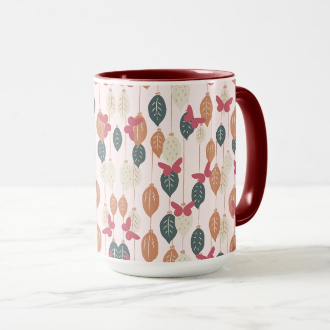 Taza Patrón de hojas y mariposas Boho (Anverso derecho)