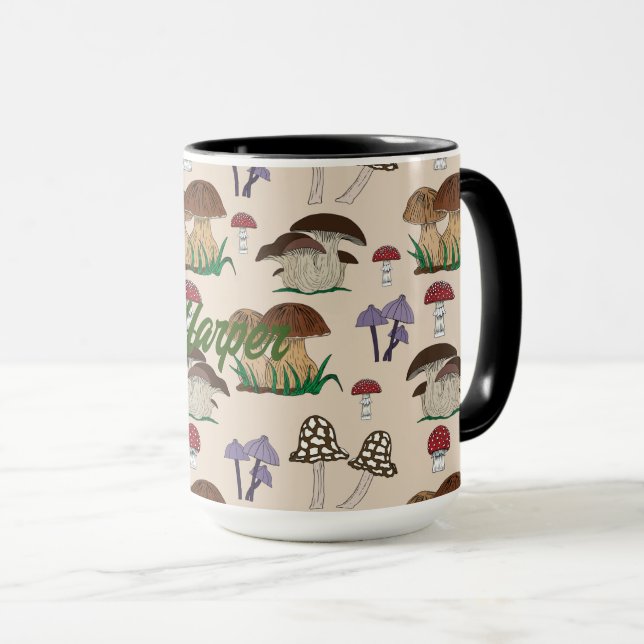 Taza Patrón de hongos personalizado (Anverso derecho)