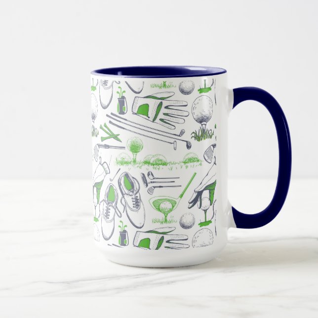 Taza Patrón de iconos de golf verde (Derecha)