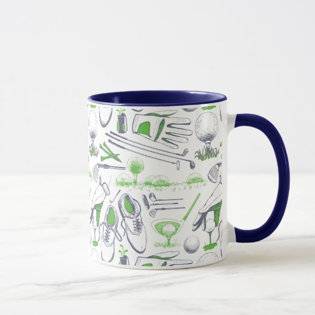 Taza Patrón de iconos de golf verde (Derecha)